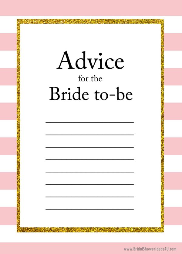 Advice For The Bride Card Printable Free