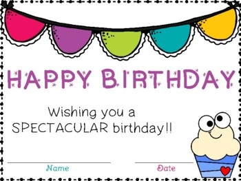 Free Printable Birthday Certificate By Teacher Be Creative TpT Free Printable Birthday Certificate By Teacher Be Creative TpT