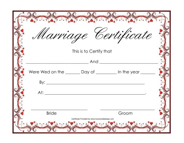 Free Printable Wedding Certificates