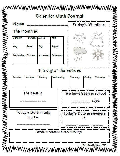 Free Printable Calendar Worksheets For Kindergarten