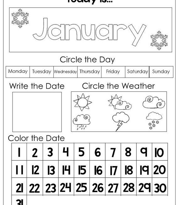 Free Printable Calendar Worksheets For Kindergarten