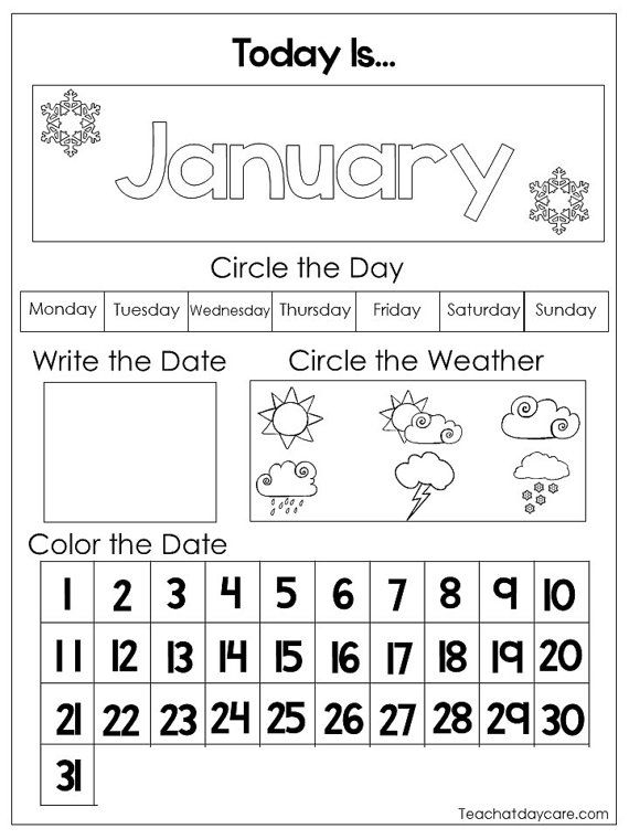 Free Printable Calendar Worksheets For Kindergarten