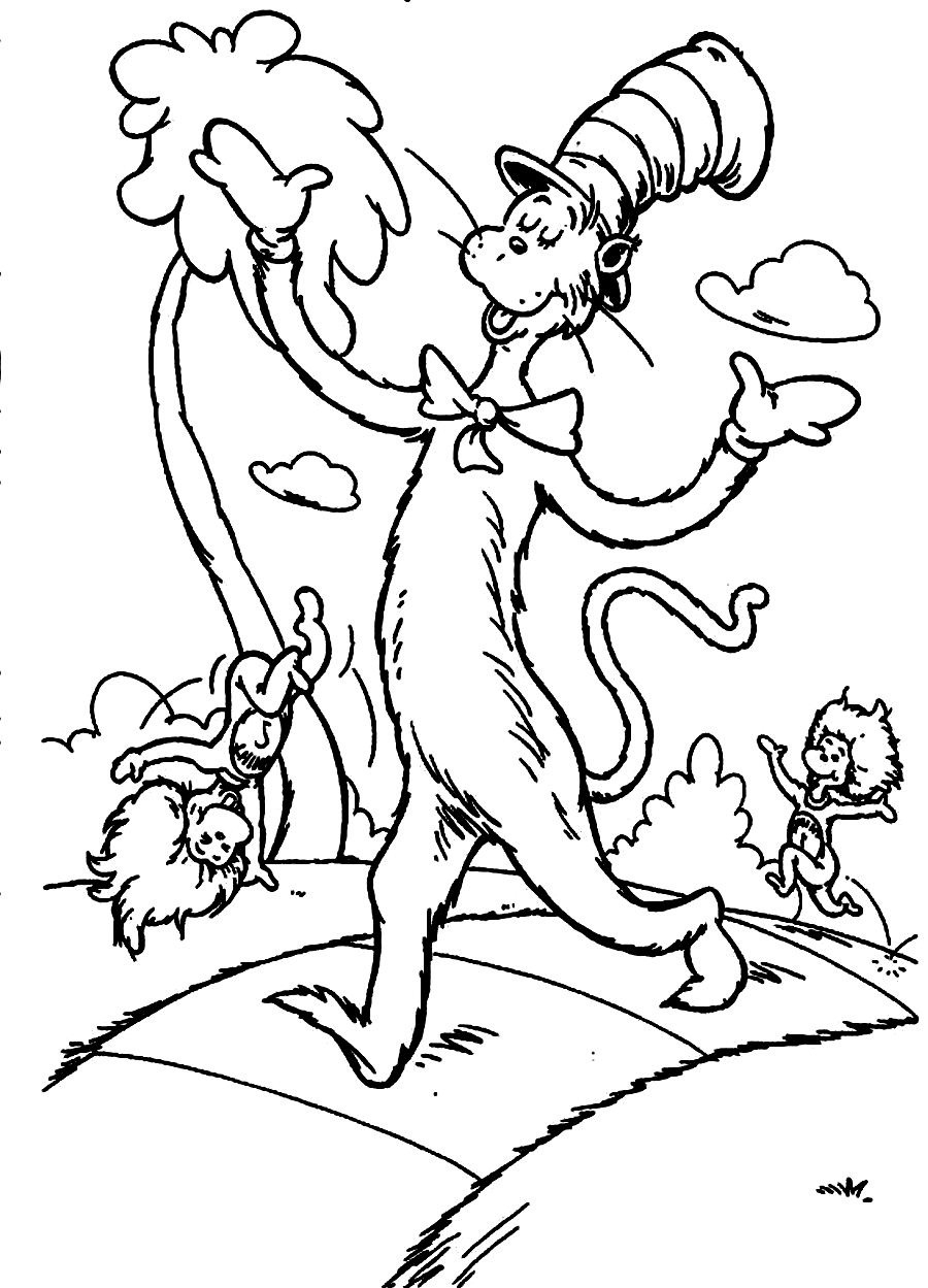 Free Printable Cat In The Hat Coloring Pages For Kids Free Printable Cat In The Hat Coloring Pages For Kids
