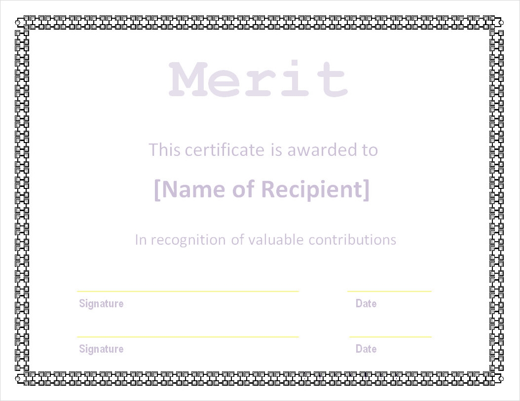 Free Printable Merit Roll Certificate Templates