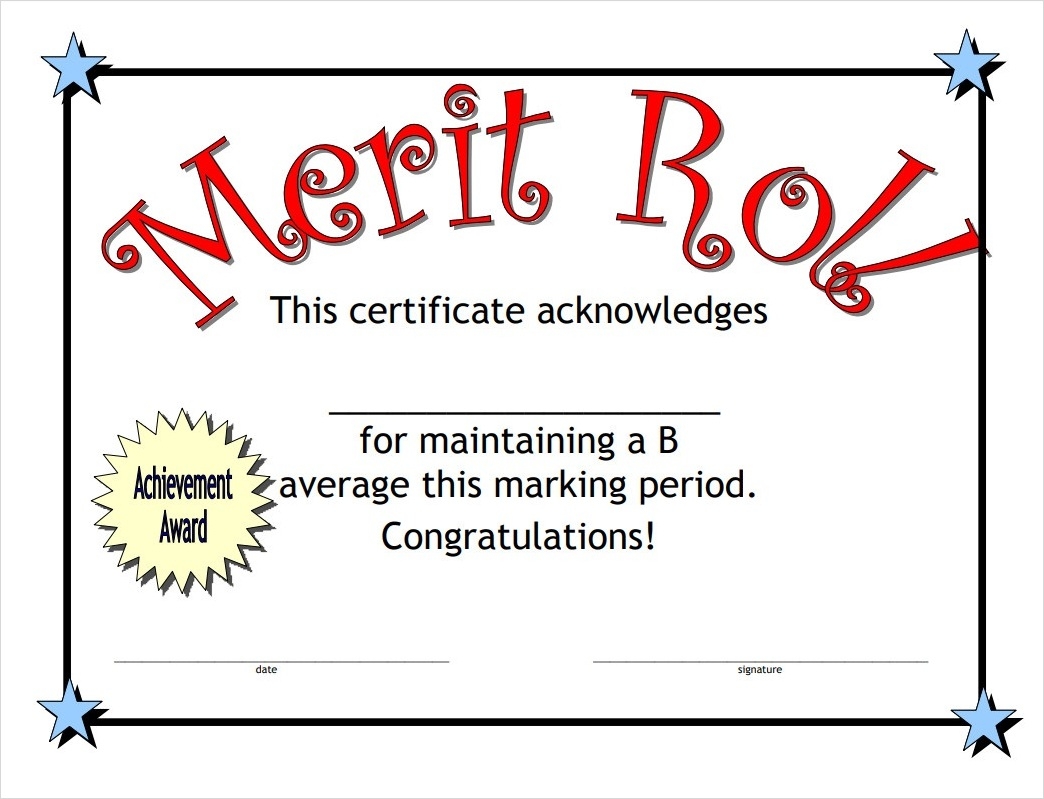  Free Printable Certificate Of Merit Template