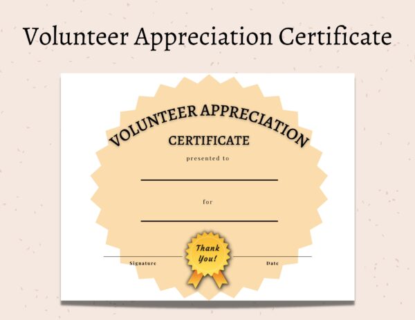 Printable Volunteer Appreciation Certificates