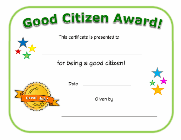 Free Printable Good Citizenship Certificate