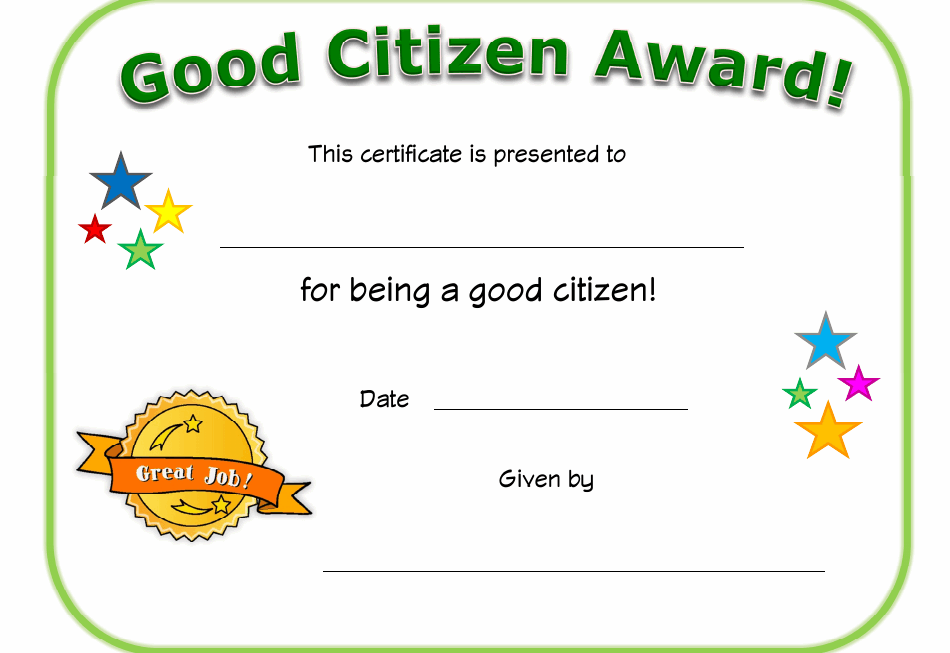 Free Printable Citizenship Award Certificates PRINTABLE TEMPLATES