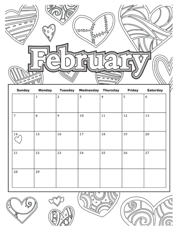 Free Printable Coloring Calendar 2025
