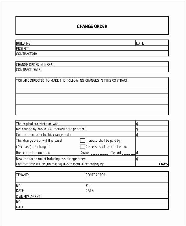 Free Printable Construction Change Order Form