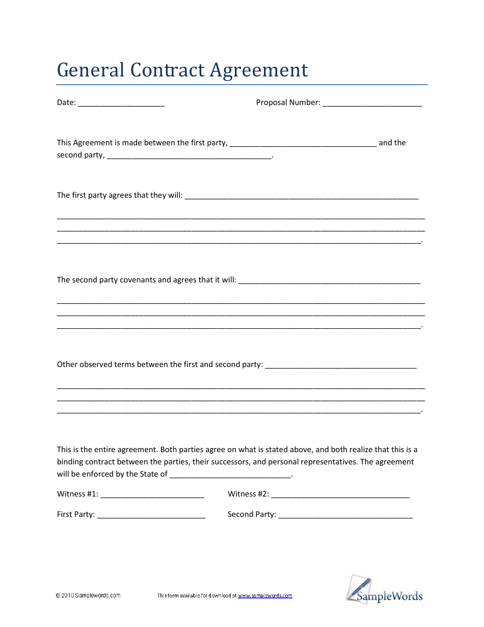 Printable Simple Contract Agreement Printable Simple Contract Agreement