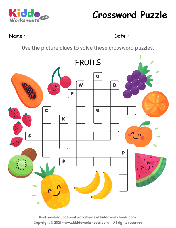 Crossword Puzzle Worksheets Printable
