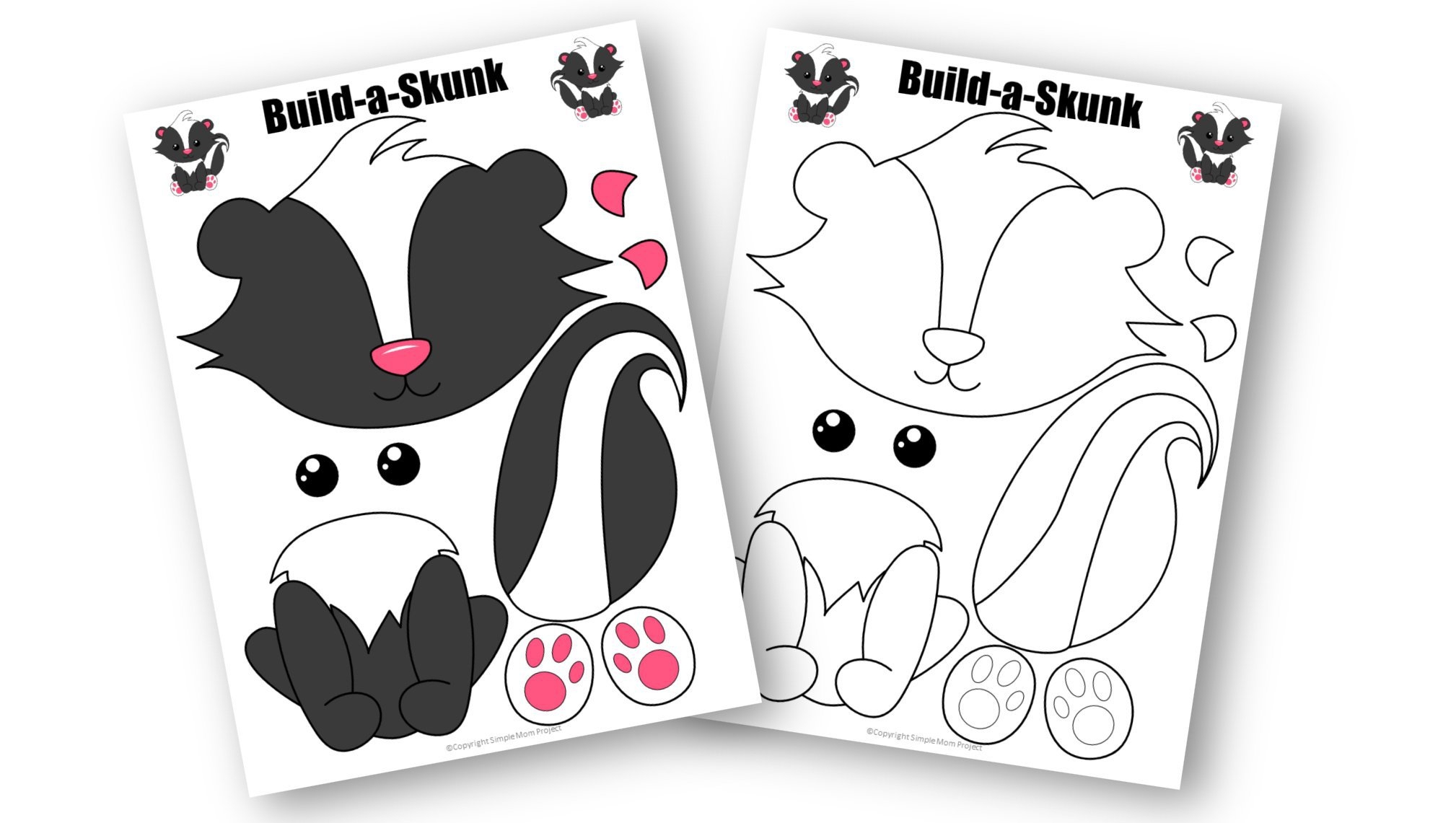 Free Printable Cut And Paste Woodland Skunk Craft For Kids Simple Mom 