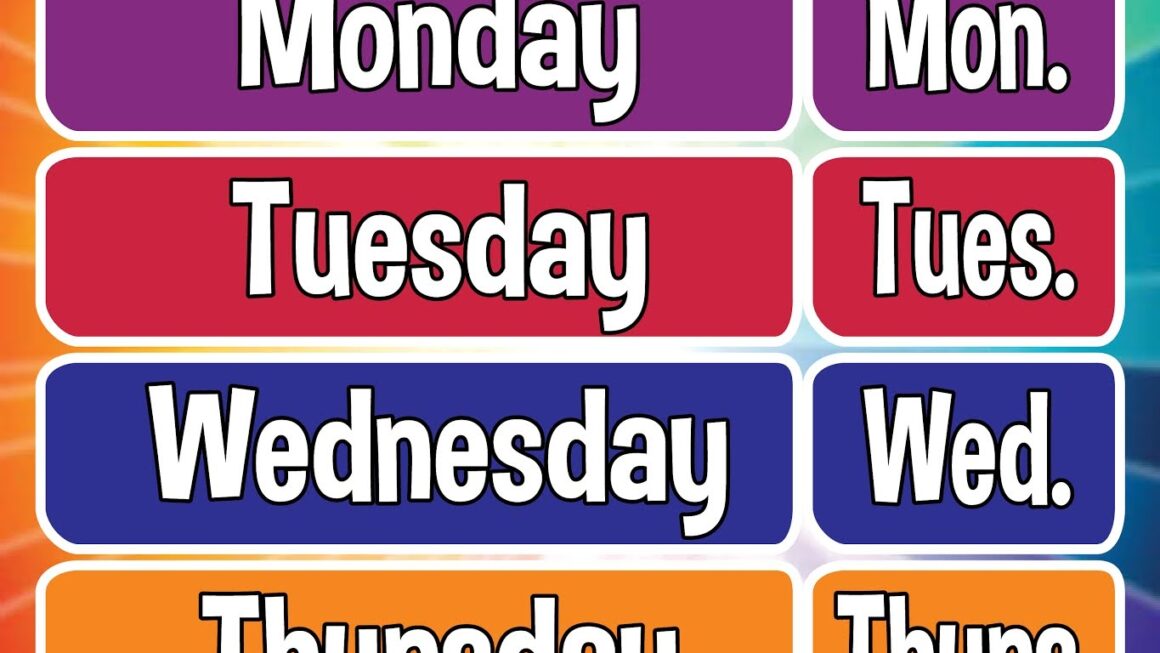 Free Printable Days Of The Week Poster
