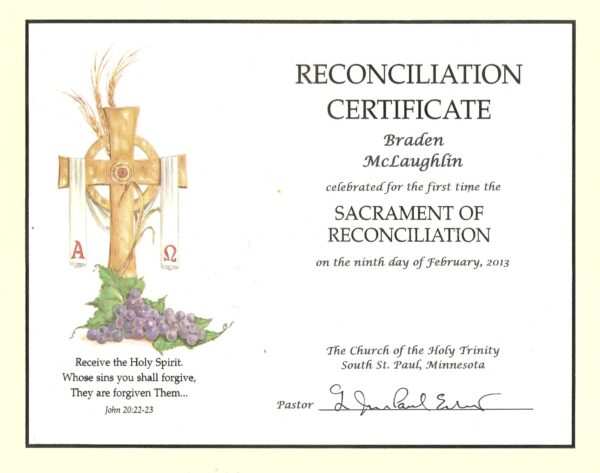 Reconciliation Certificate Printable Free