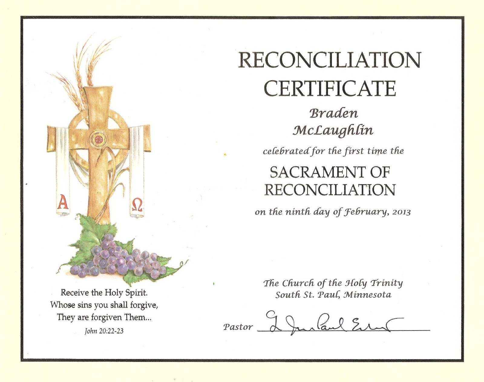 Free Printable First Reconciliation Certificates Free Templates Printable