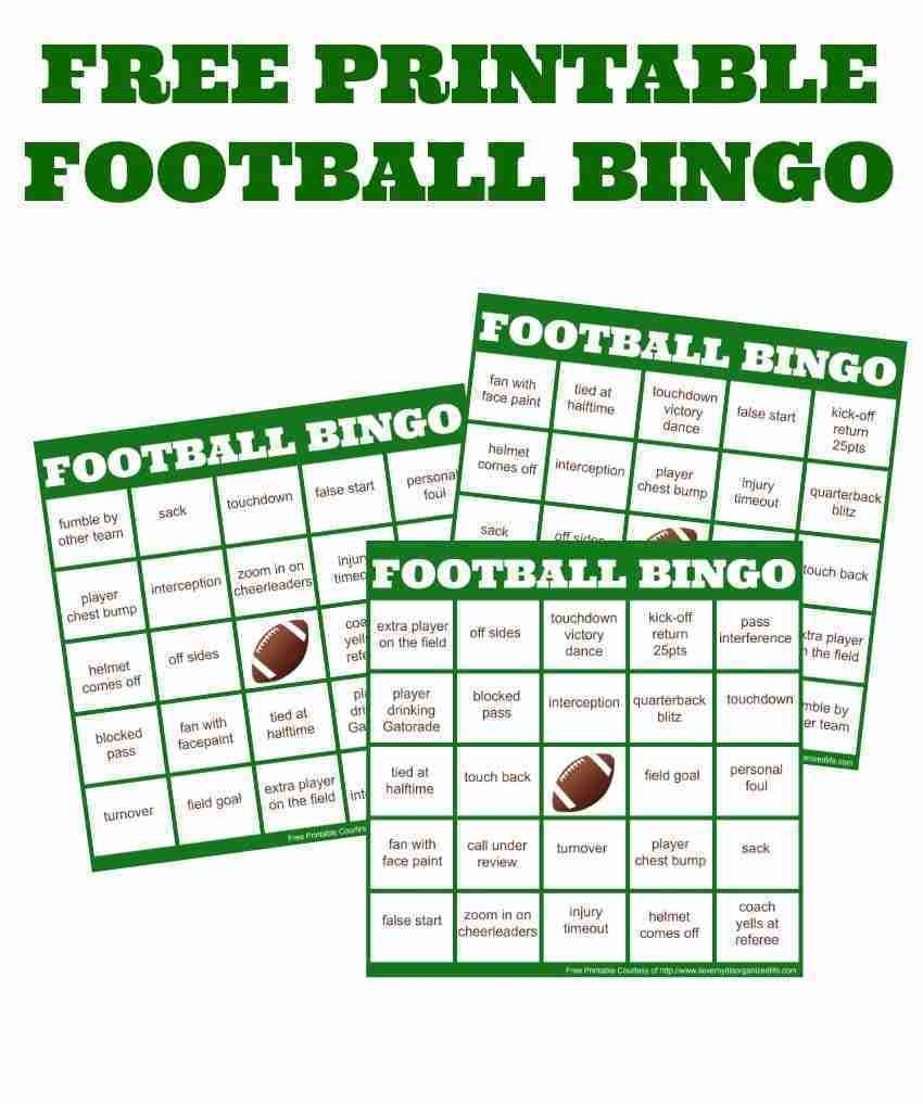 Free Football Bingo Cards Printable Free Football Bingo Cards Printable