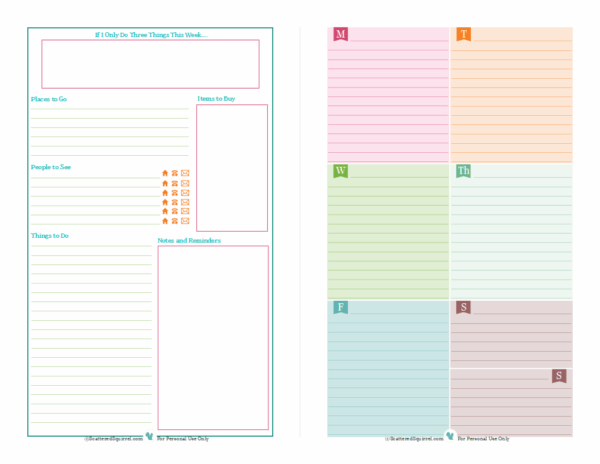Half Size Printable Planner Pages Free