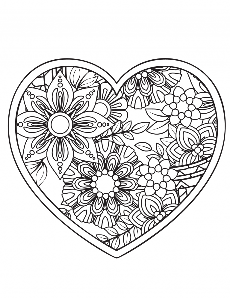 Printable Coloring Page With A Heart Printable Coloring Page With A Heart