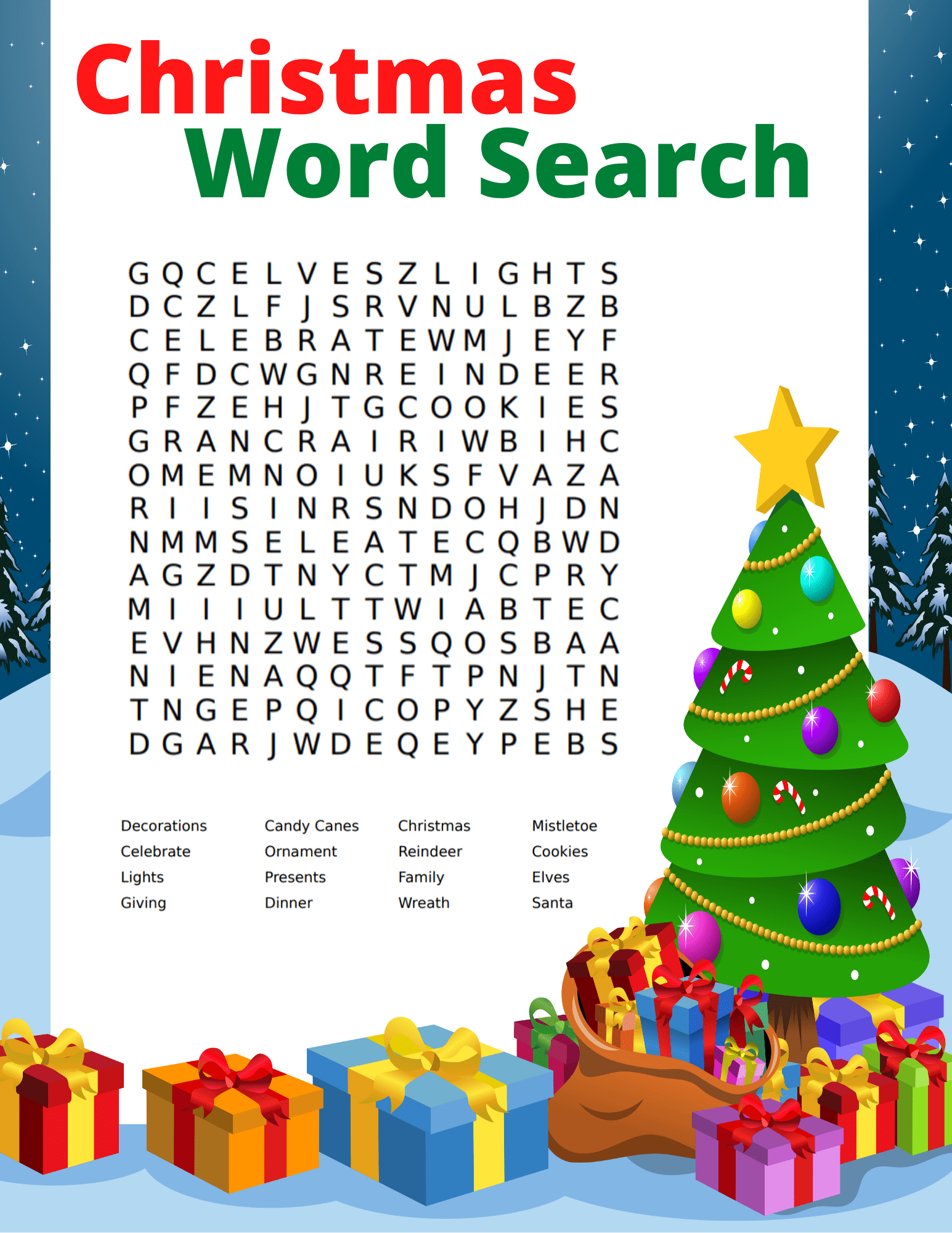 Free Printable Holiday Word Search Puzzles