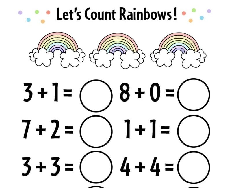 FREE Printable Kindergarten Addition Worksheets Numbers 1 10
