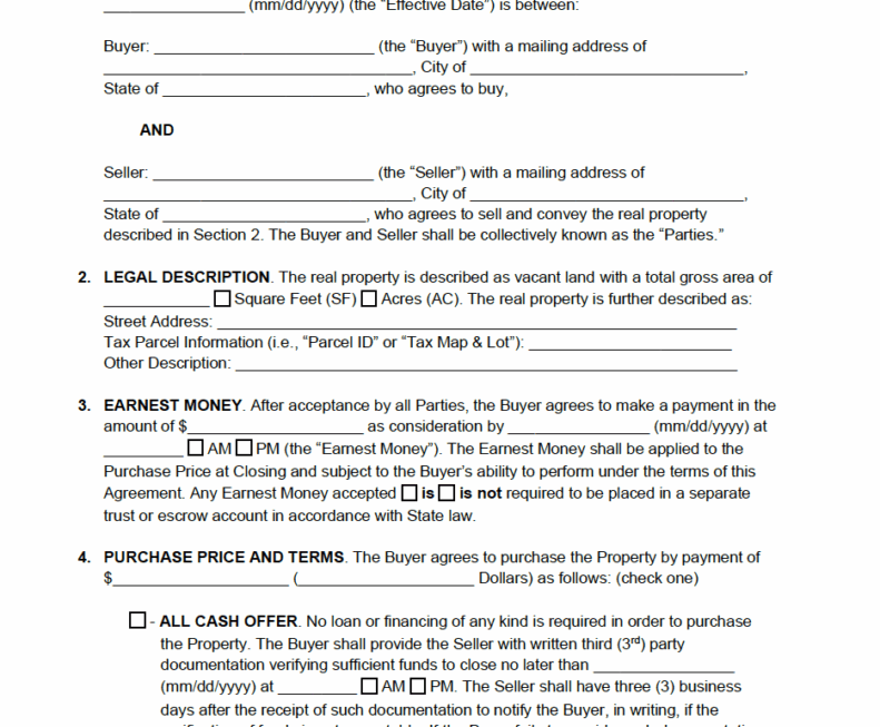 Free Printable Land Purchase Agreement