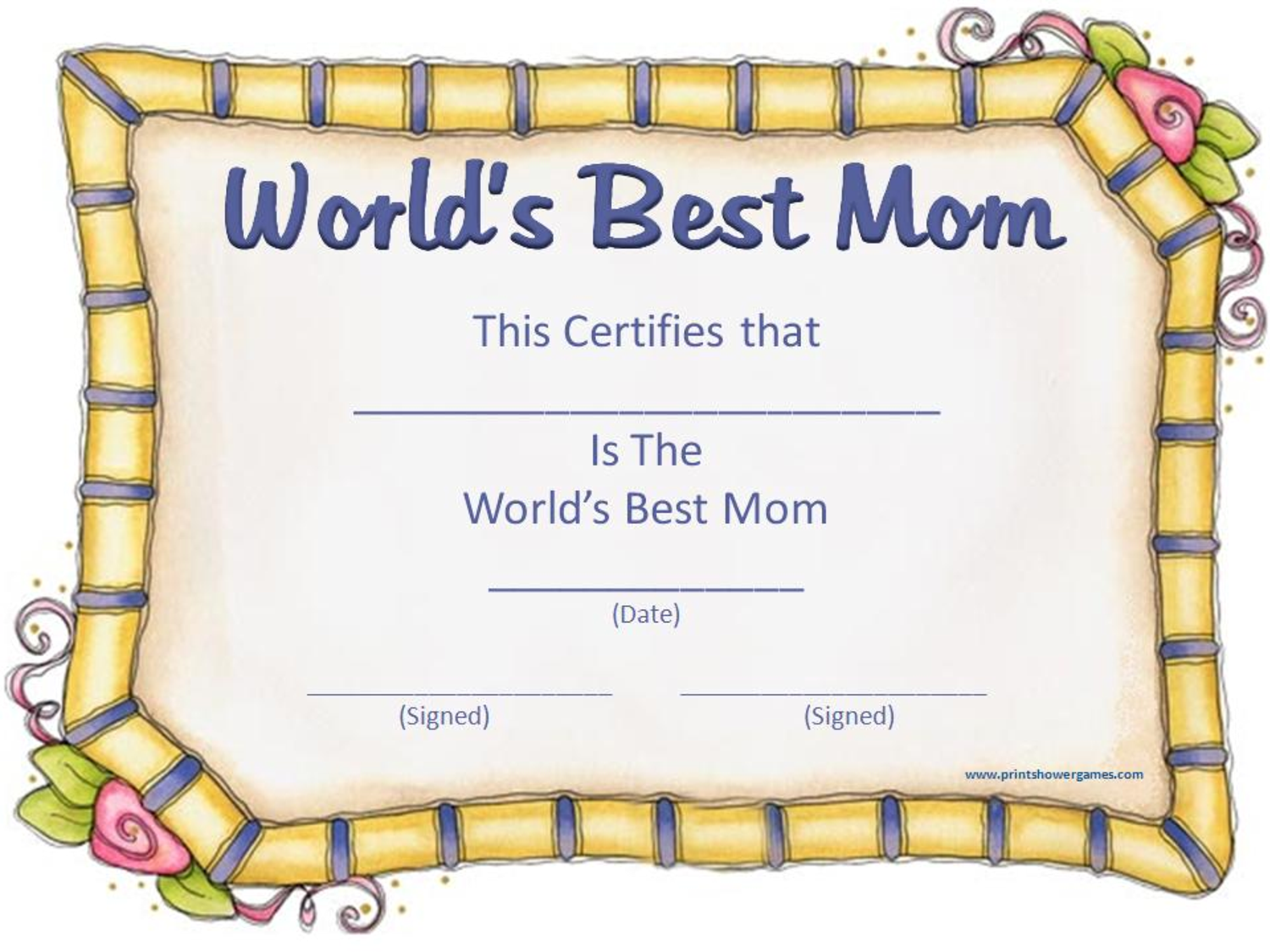Free Printable Mothers Day Certificates Free Templates Printable