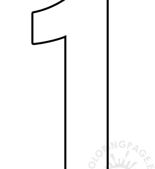 Free Printable Number 1 Template Coloring Page