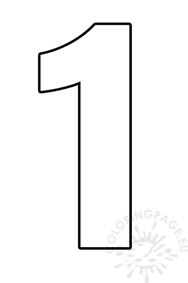 Free Printable Number 1 Template Coloring Page Free Printable Number 1 Template Coloring Page
