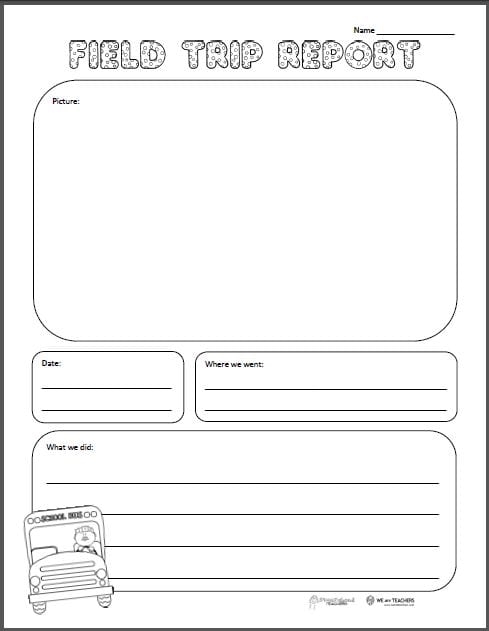 Free Printable Of The Week Field Trip Report Grades K 6 WeAreTeachers