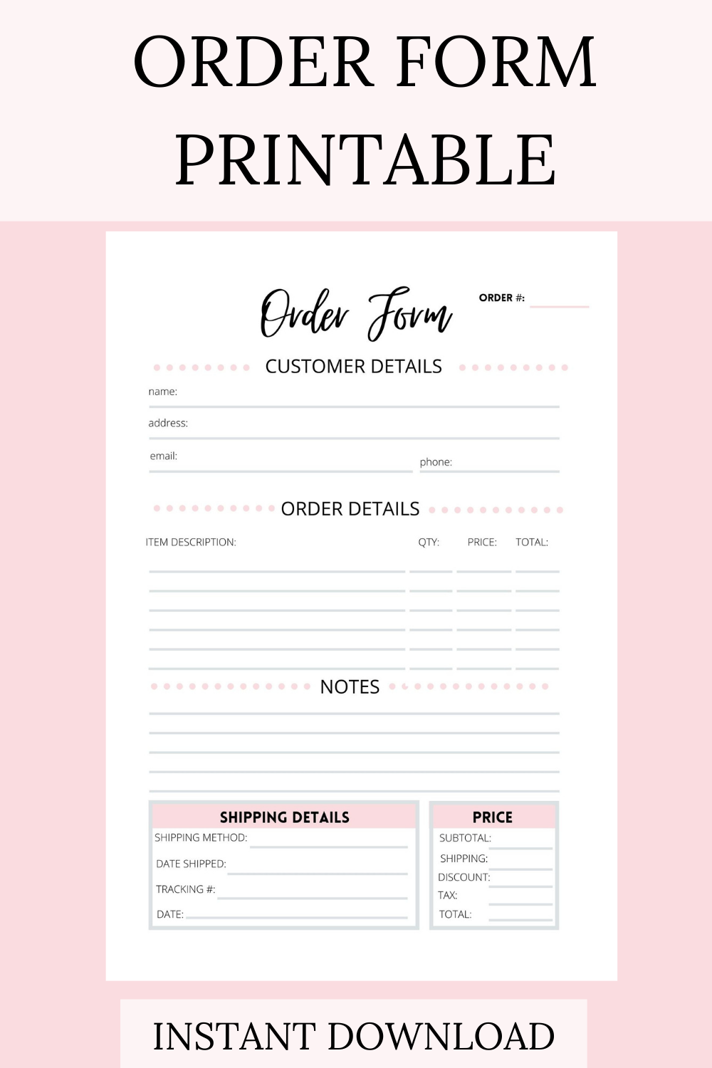 Free Printable Order Forms For Crafts Order Form Templates By Product 