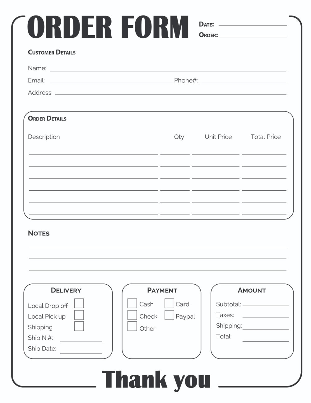 Free Printable Order Forms For Crafts Printable Forms Free Online
