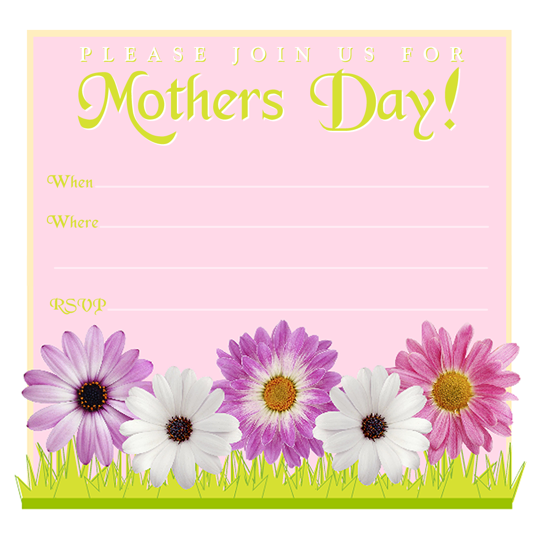 Free Printable Party Invitations Square Printable Mothers Day Invite 