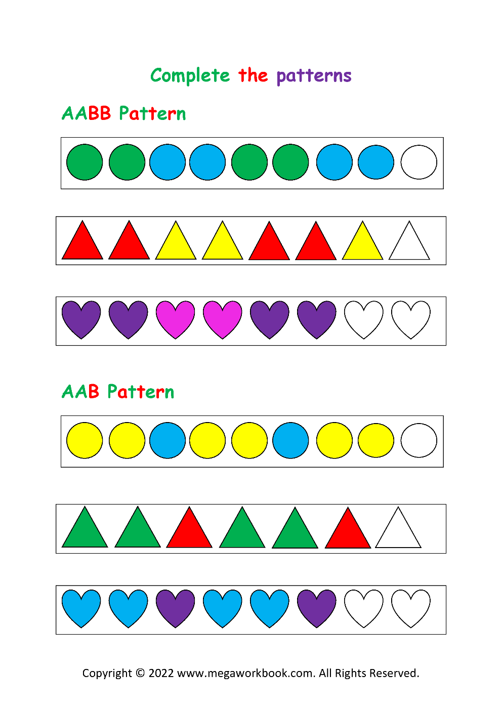 Free Printable Patterns Worksheets