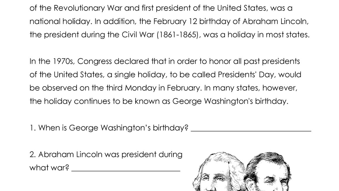 Free Printable Presidents Day Worksheets