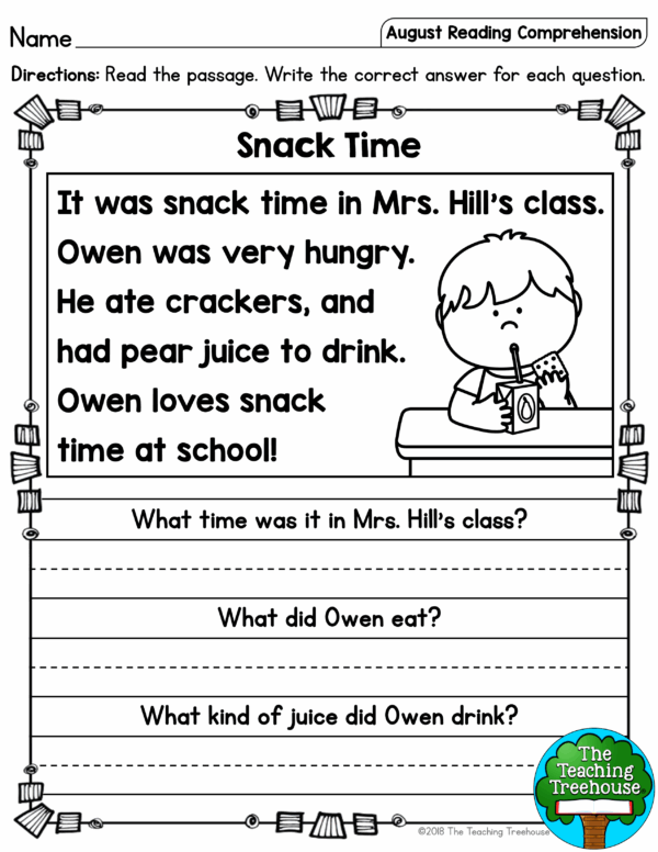 Free Printable Kindergarten Sets Of Reading Comprehension Passages