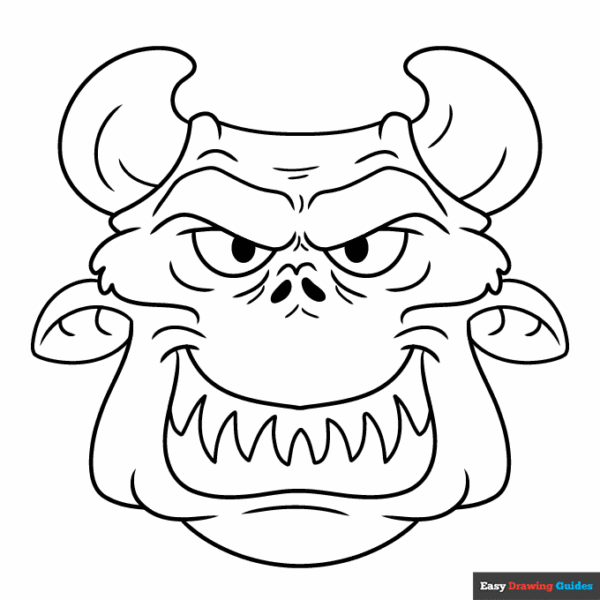 Printable Halloween Monster Face Coloring Page