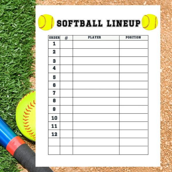 Free Printable Softball Lineup Template