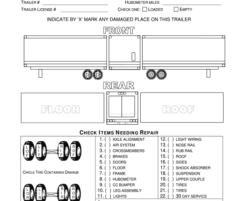 Free Printable Trailer Inspection Form Printable Form Templates And