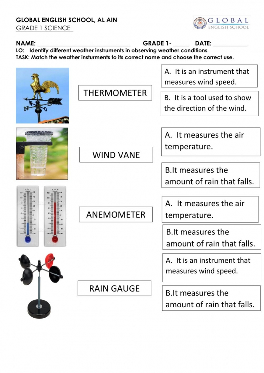 Free Printable Weather Instruments Worksheets FREE Printable A Z