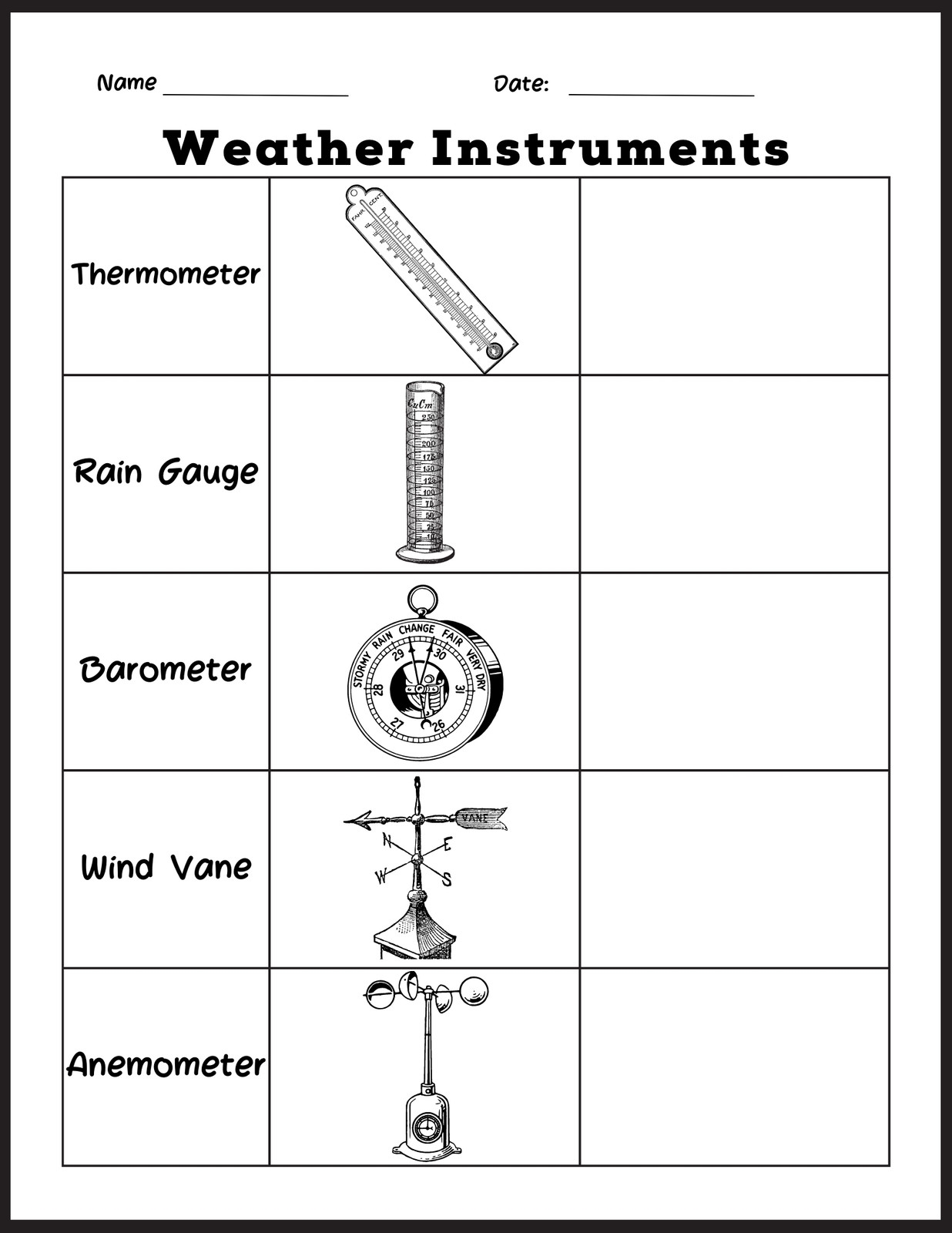 Free Printable Weather Instruments Worksheets Free Printable