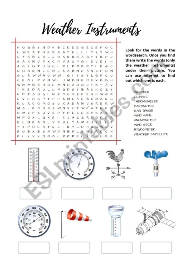 Free Printable Weather Instruments Worksheets