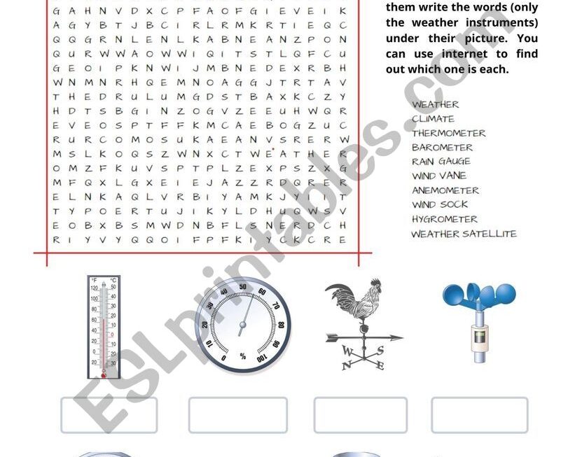 Free Printable Weather Instruments Worksheets Printable Word Searches