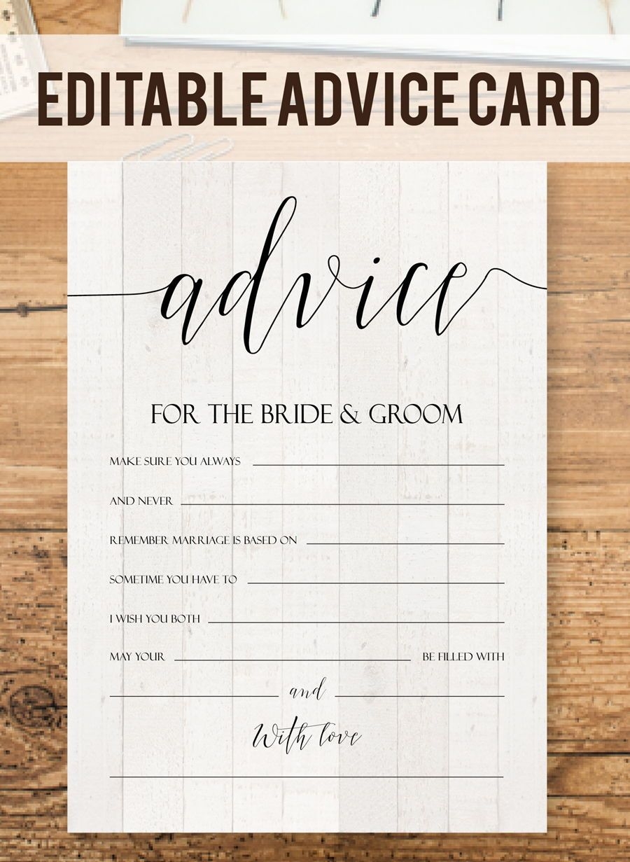 Advice For The Bride Card Printable Free