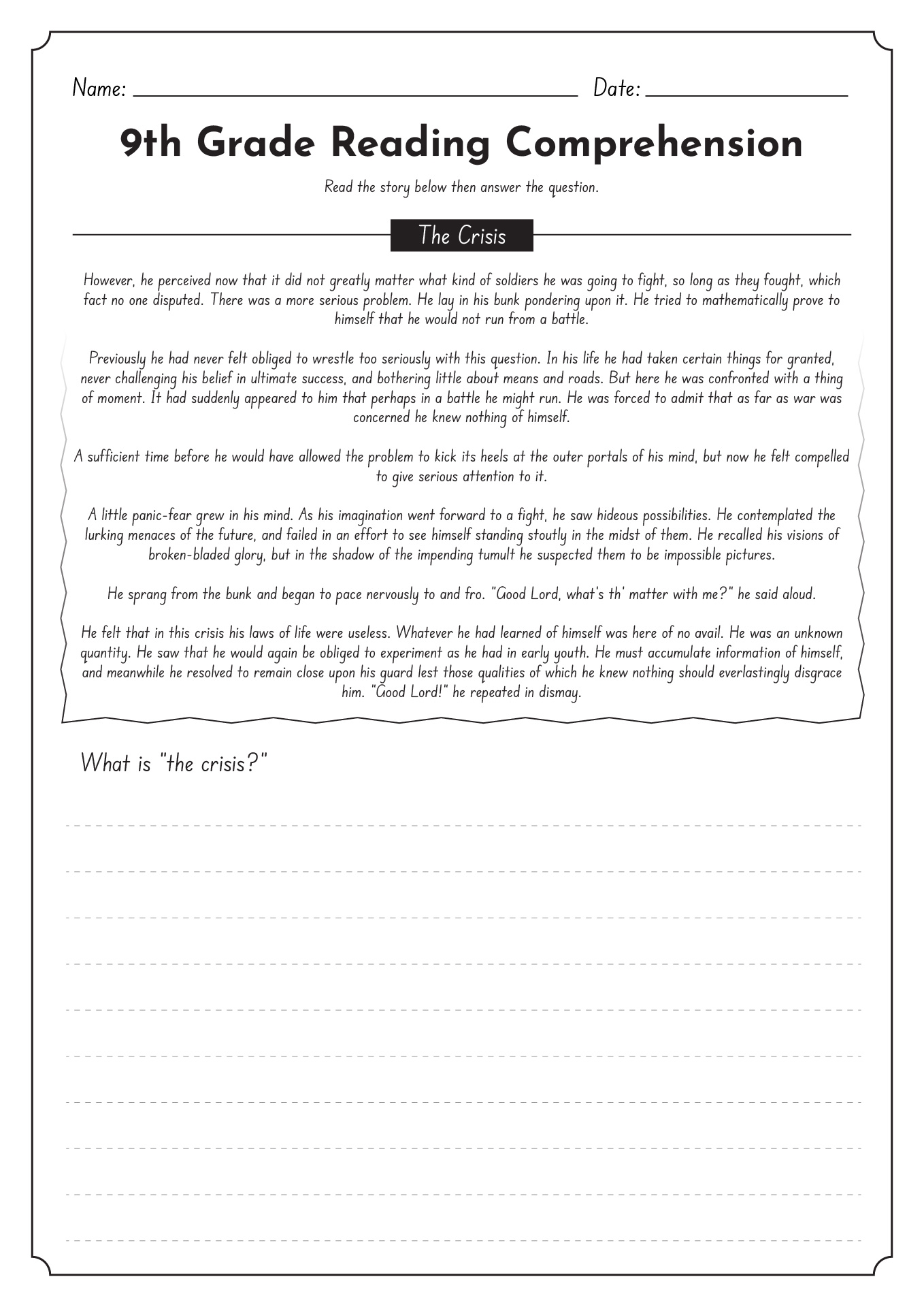 Free Printable Worksheets For 9th Graders
