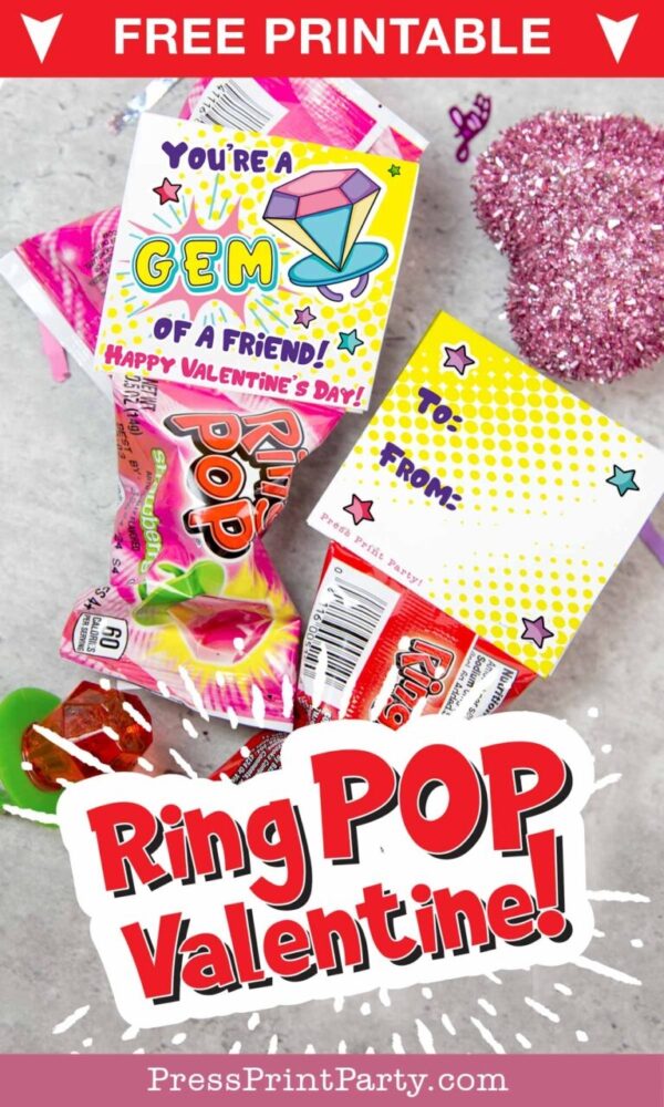 Free Printable Ring Pop Valentine