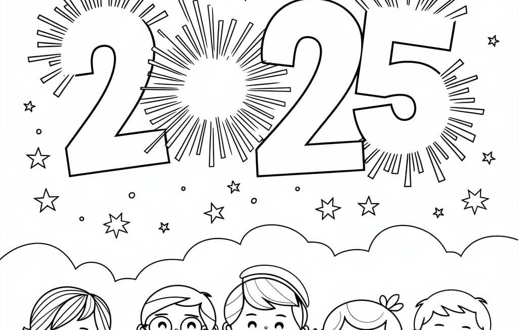 Happy New Year 2025 Coloring Pages Printable Free Download The Lucky