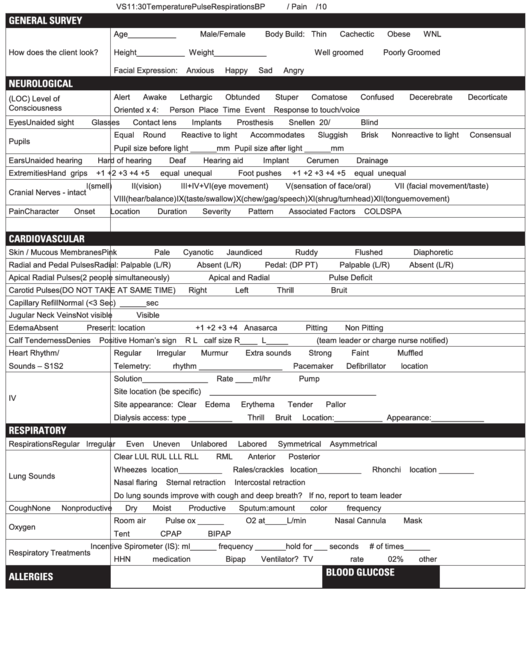 Head To Toe Physical Assessment Form Printable Pdf Download