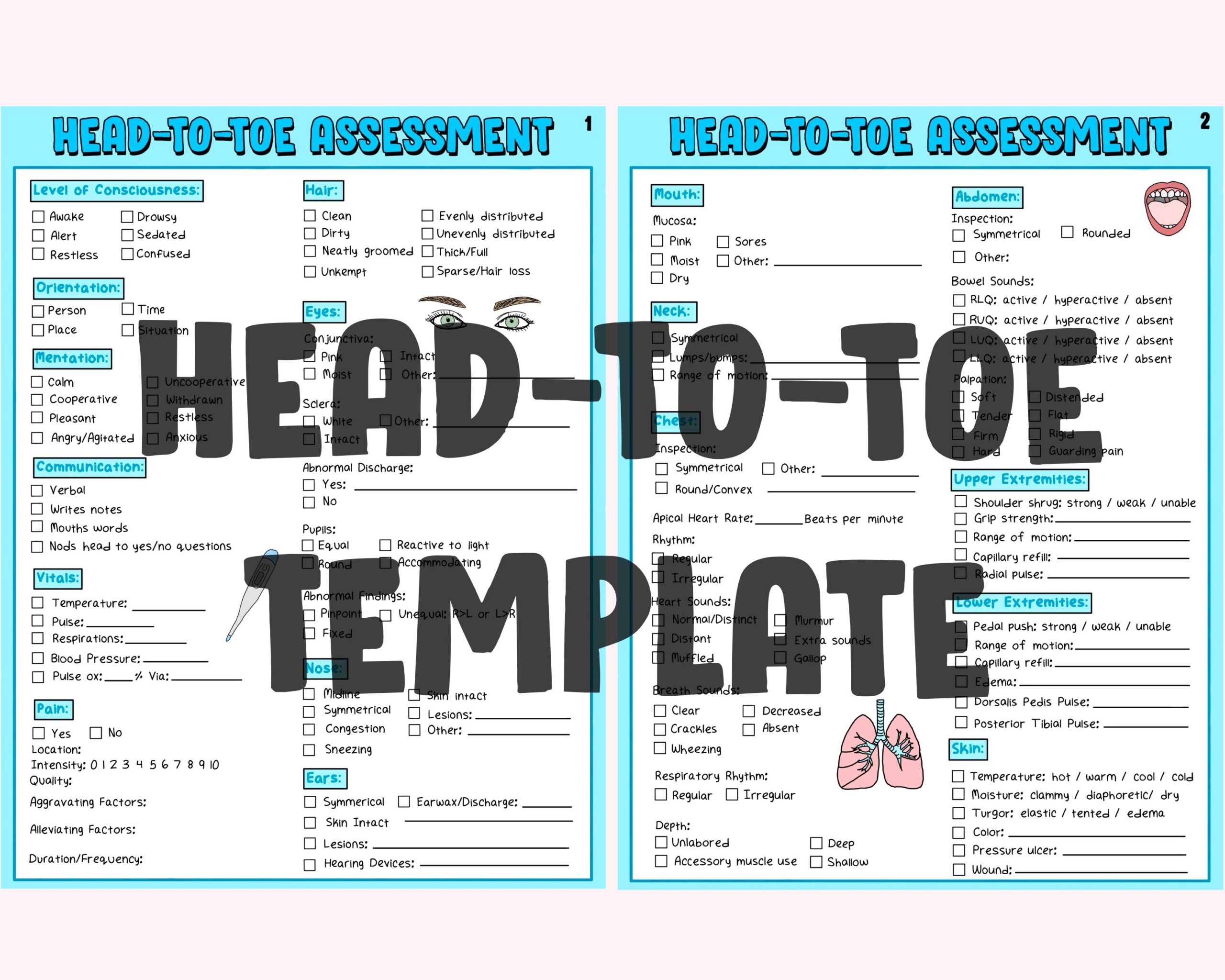 Free Printable Head To Toe Assessment Form