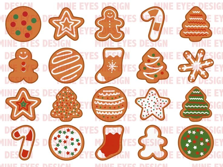 Holiday Gingerbread Cookie Clipart Set Printable Christmas Cookies Clip 